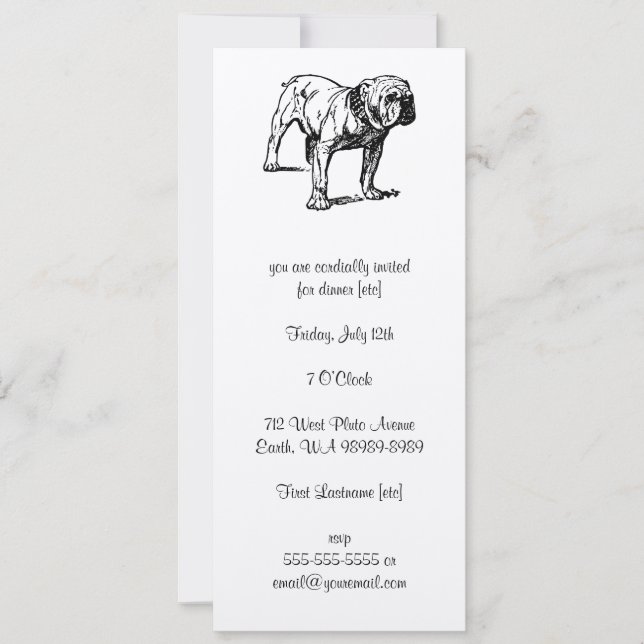 Bulldog Dog Business Invitation (Front)