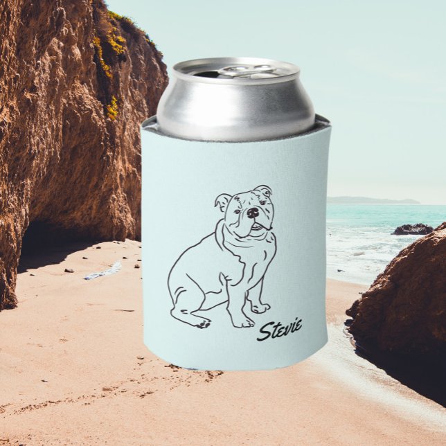 Bulldog dog drawing Can Cooler  (Creator Uploaded)