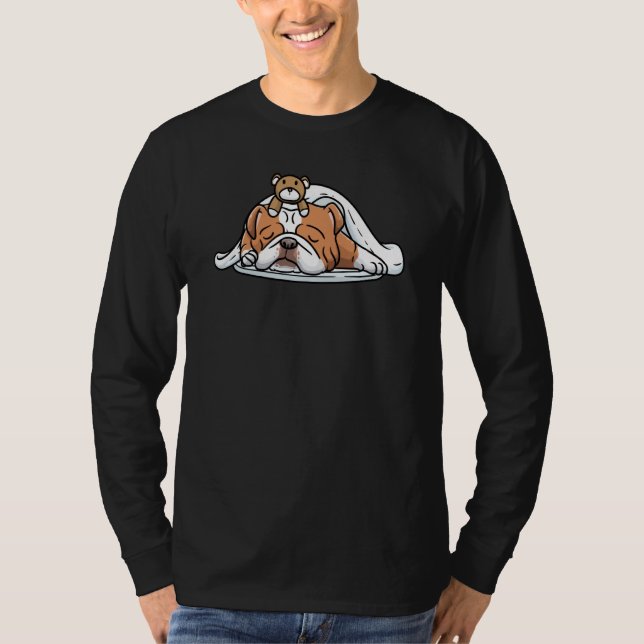 Bulldog Dog English Bulldog With Stuffed Animal Sl T-Shirt (Front)