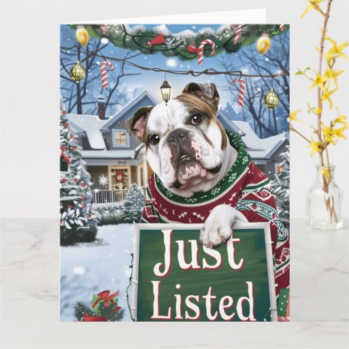 Bulldog Dog Festive Realtor Christmas Card