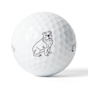 Bulldog dog  golf balls