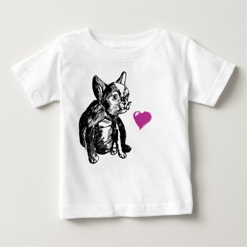 Bulldog Dog Heart Drawing Toddler Pullover Hoodie