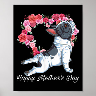 Bulldog Dog Heart Floral Happy Mother's Day Gifts Poster