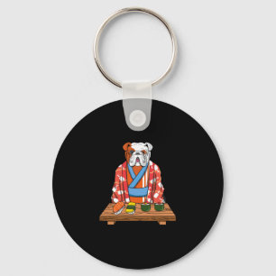 Bulldog Dog Kimono Kawaii Japanese Foodie Sushi Keychain