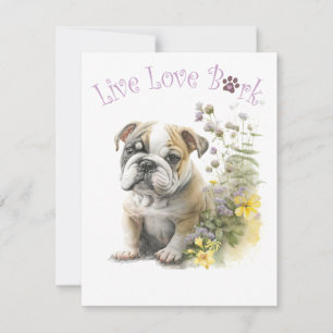 Bulldog Dog Mom Floral Note Card