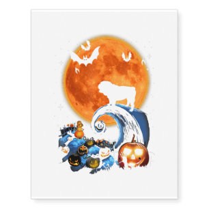 Bulldog Dog Moon Pumpkin Halloween Costume Gift Temporary Tattoos