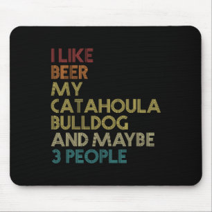 Bulldog Dog Owner Beer Lover Quote Vintage Retro Mouse Pad