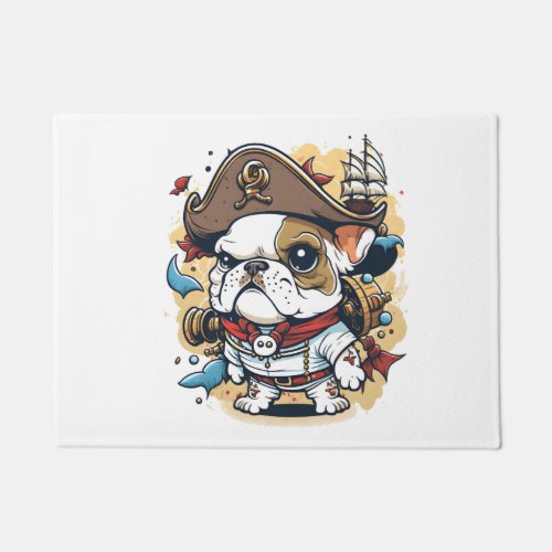 Bulldog Dog Pirate Captain Doormat