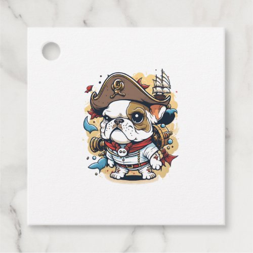 Bulldog Dog Pirate Captain Favor Tags
