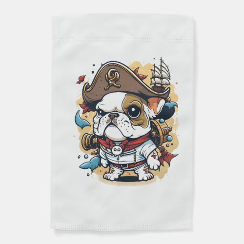 Bulldog Dog Pirate Captain Garden Flag