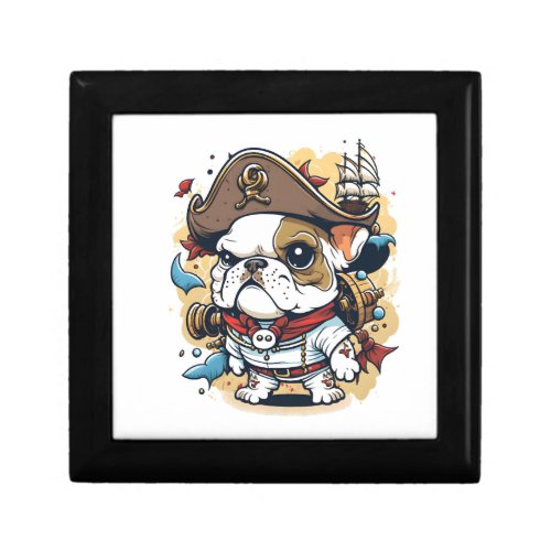 Bulldog Dog Pirate Captain Gift Box