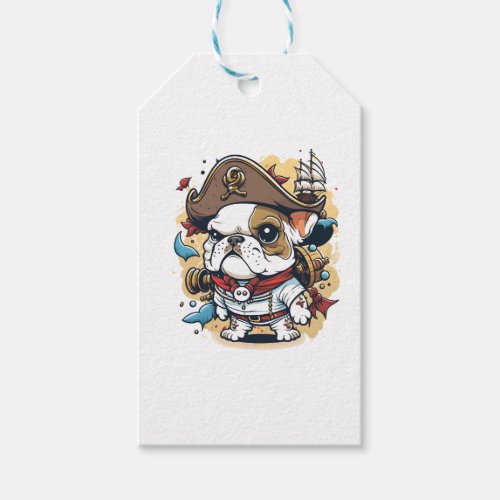 Bulldog Dog Pirate Captain Gift Tags