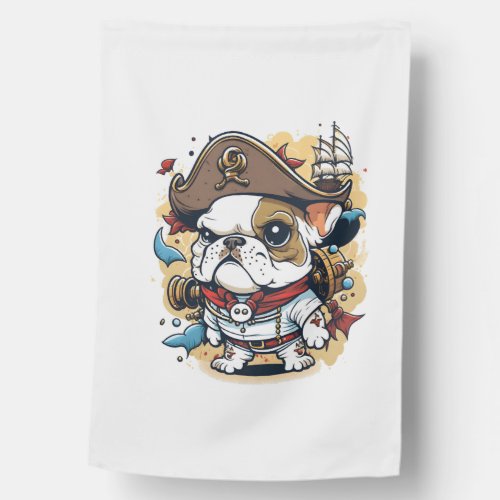 Bulldog Dog Pirate Captain House Flag