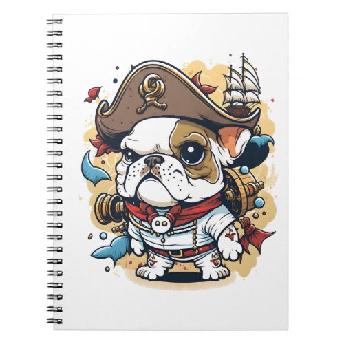 Bulldog Dog Pirate Captain Notebook