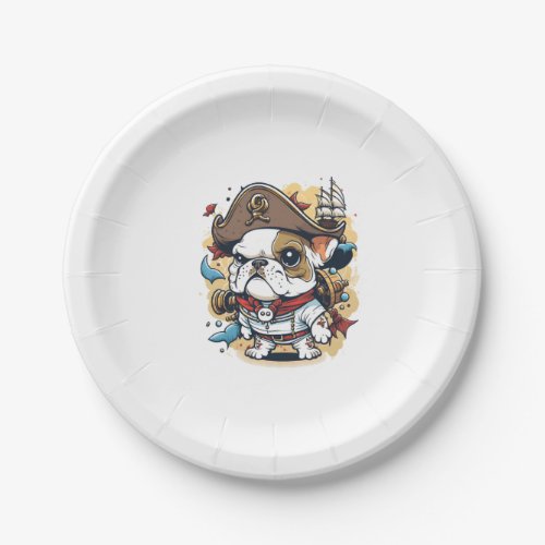 Bulldog Dog Pirate Captain Paper Plates