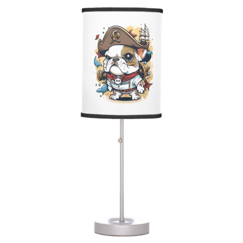 Bulldog Dog Pirate Captain Table Lamp