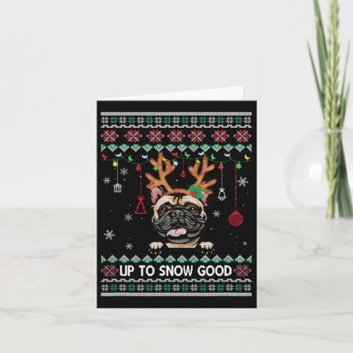 Bulldog Dog Reindeer Ugly Christmas Xmas  Card