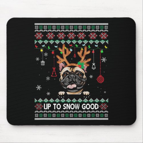 Bulldog Dog Reindeer Ugly Christmas Xmas  Mouse Pad