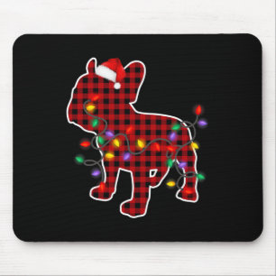 Bulldog Dog Santa Hat Christmas Pajamas Xmas Light Mouse Pad