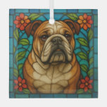 Bulldog Dog &quot;Stained Glass&quot;  Glass Ornament