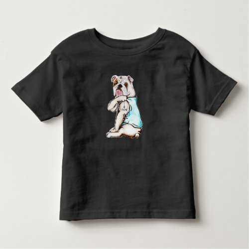 Bulldog Dog Tattoo I Love Mom Toddler T_shirt