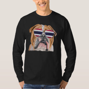 Bulldog Dog Thailand Flag Sunglasses T-Shirt