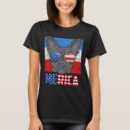 Bulldog Dog Usa 4th Of July American Flag Merica  T_Shirt