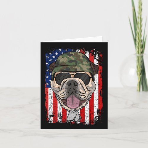 Bulldog _ Dog Veteran 4th Of July  Card