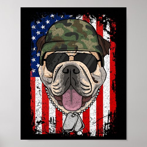 Bulldog _ Dog Veteran 4th Of July  Poster