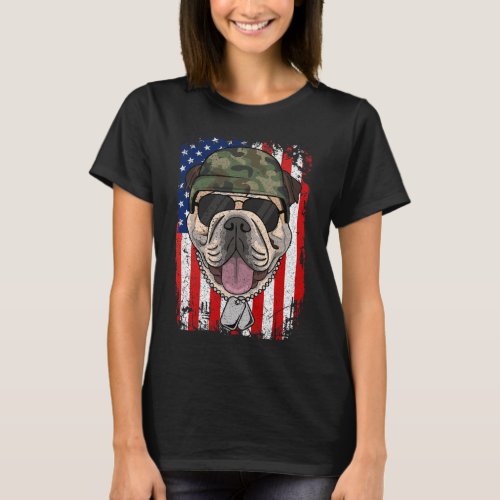 Bulldog _ Dog Veteran 4th Of July  T_Shirt