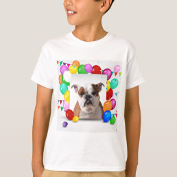 Bulldog Dog with colorful Balloons Birthday Theme T-Shirt