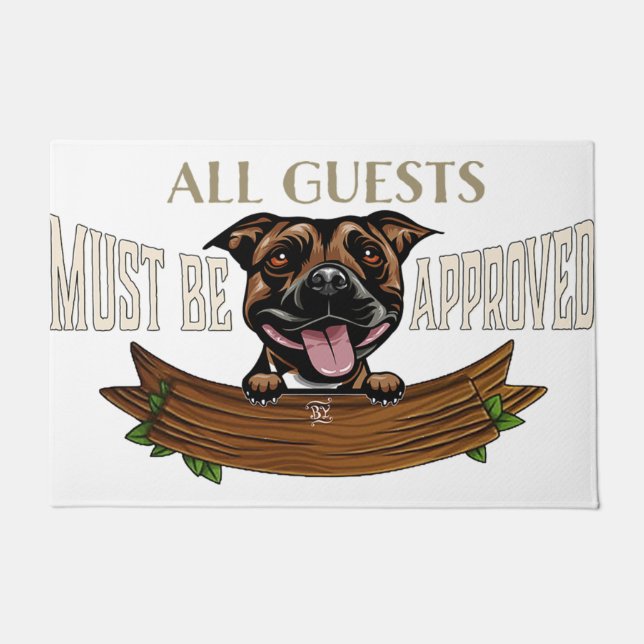 Bulldog Dog's House Rules Doormat, Custom Doormat (Front)
