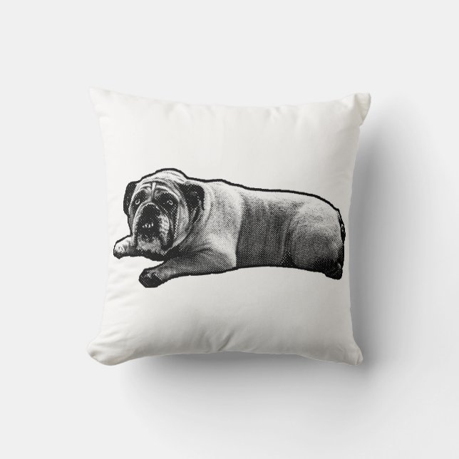 Bulldog Dream Corner Throw Pillow (Front)