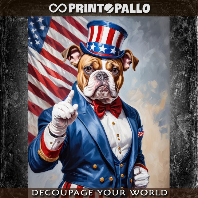 Bulldog dressed like Uncle Sam with USA flag -  Tissue Paper (Creator Uploaded)