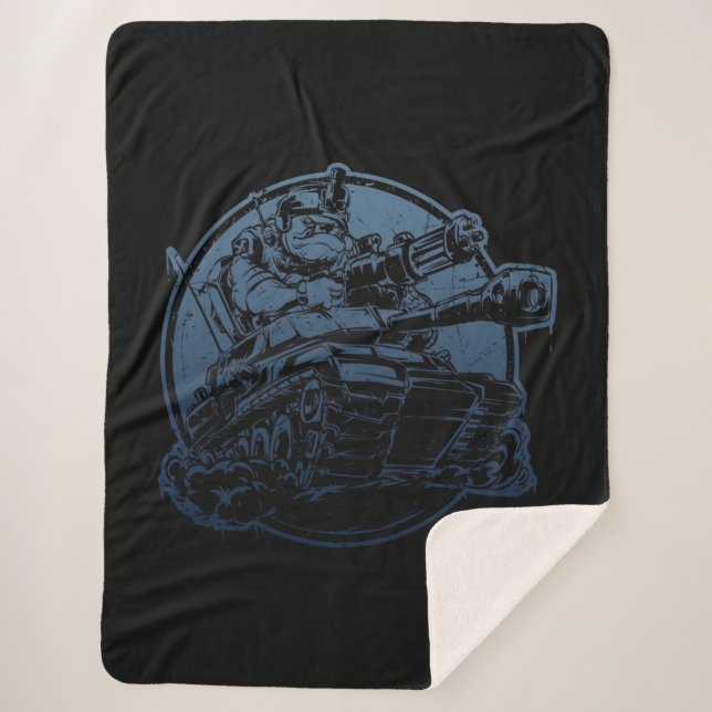 Bulldog Driving A Tank Sherpa Blanket (Front)