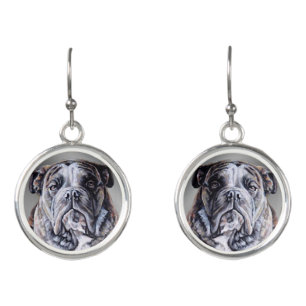 Bulldog Earrings English Bulldog Art Jewelry 