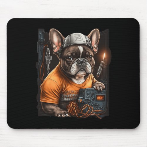 Bulldog Electrician Worker Electrical Job Dog Fun  Mouse Pad