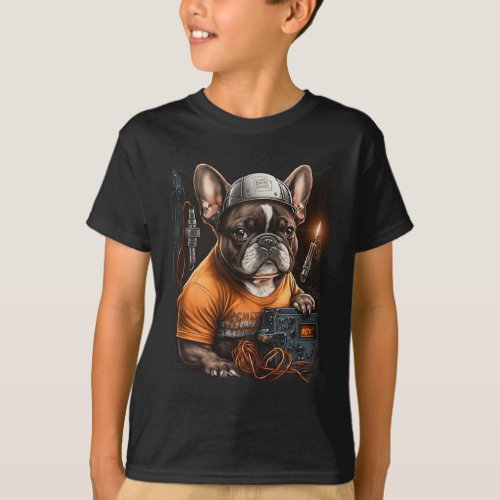 Bulldog Electrician Worker Electrical Job Dog Fun  T_Shirt