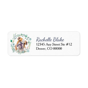 Bulldog Eucalyptus Wreath Return Address Label