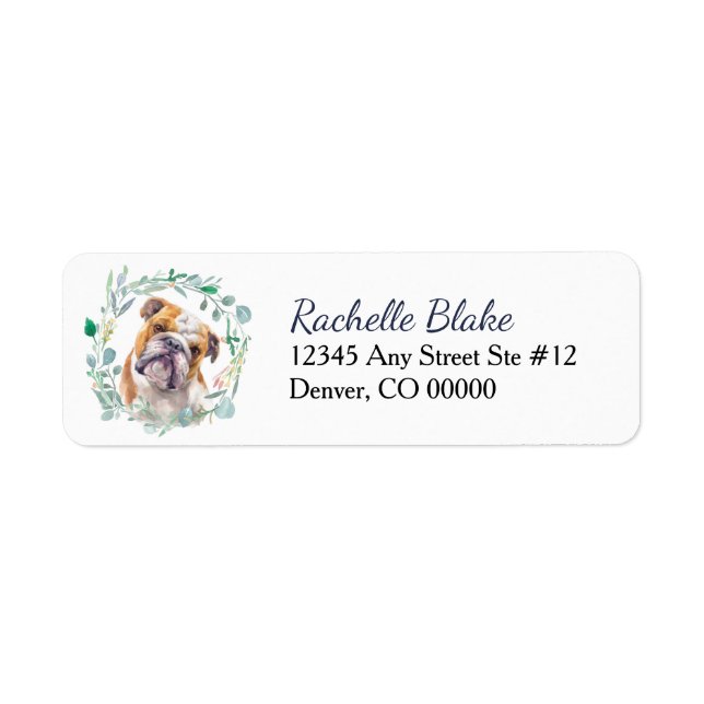 Bulldog Eucalyptus Wreath Return Address Label (Front)