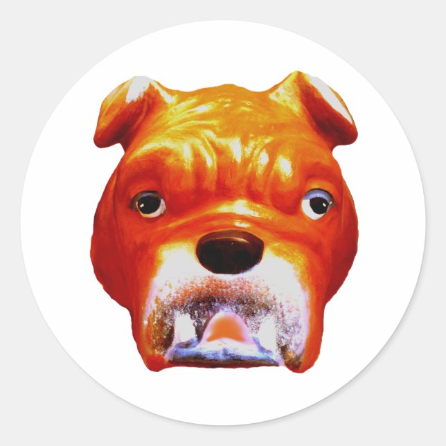 Bulldog Face5 Vero Beach The MUSEUM Zazzle Gifts 2 Classic Round Sticker (Front)