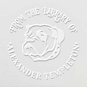 Bulldog Face #2 Library Round Book Name Embosser
