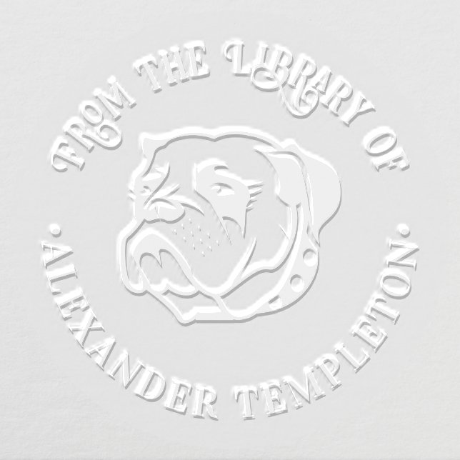 Bulldog Face #2 Library Round Book Name Embosser (Design)