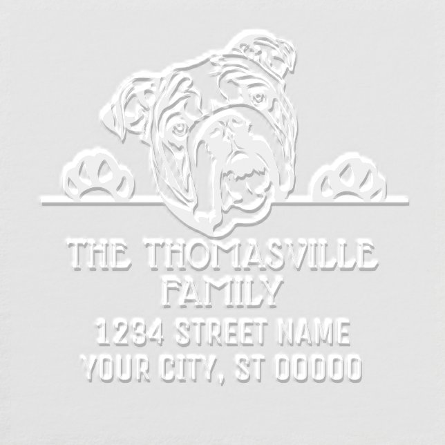 Bulldog Face Dog Name Return Address Embosser (Design)