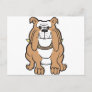 bulldog fawn and white cartoon postcard