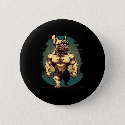 Bulldog Fitness Bodybuilding Gym Dog Sixpack Fun 1 Button