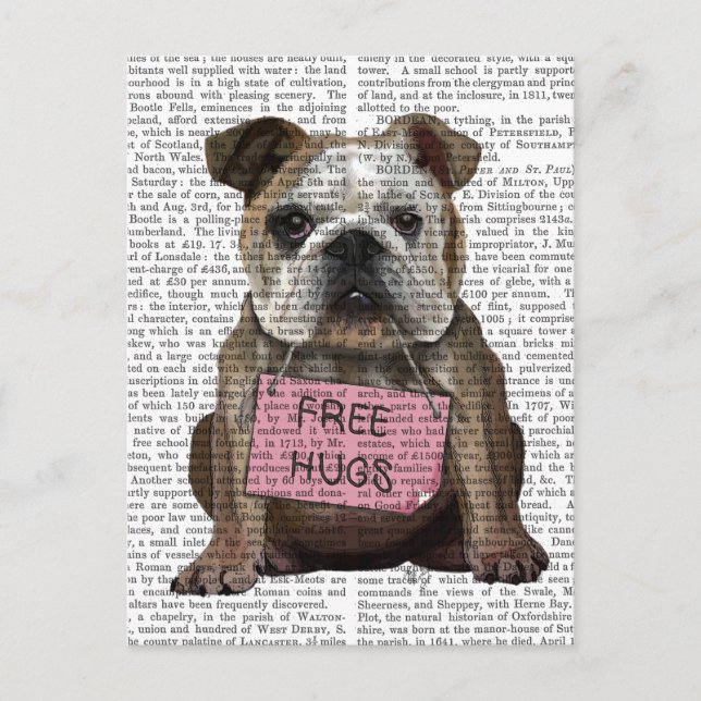 Bulldog Free Hugs Postcard (Front)