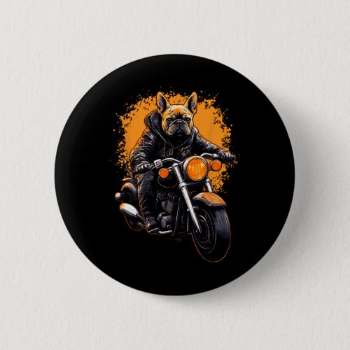 Bulldog Frenchie Biker Motocross Motorcycle Biking Button