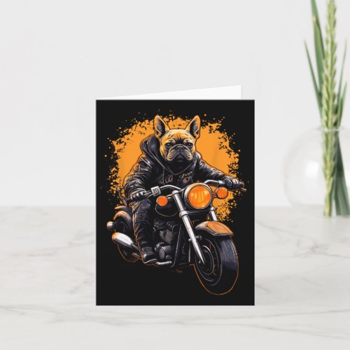 Bulldog Frenchie Biker Motocross Motorcycle Biking Card