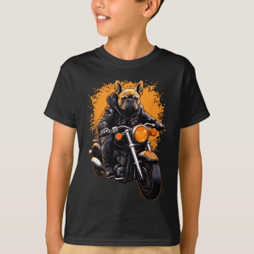 Bulldog Frenchie Biker Motocross Motorcycle Biking T_Shirt